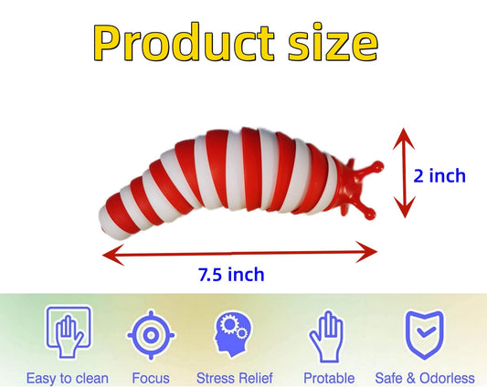 Sloogtuuy Fidget Slug 7.2 inch close-up, smooth movement and tactile fun.