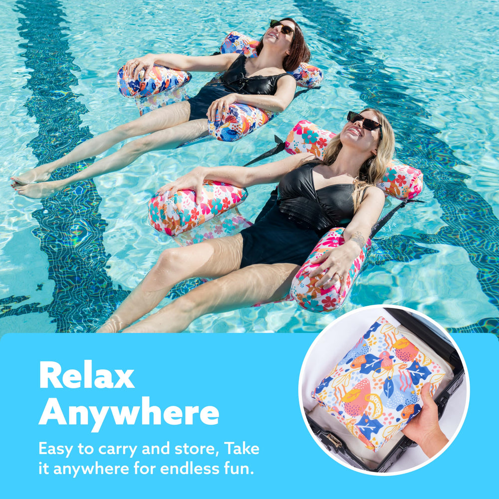 Sloosh adjustable straps let you sit or recline with ease.