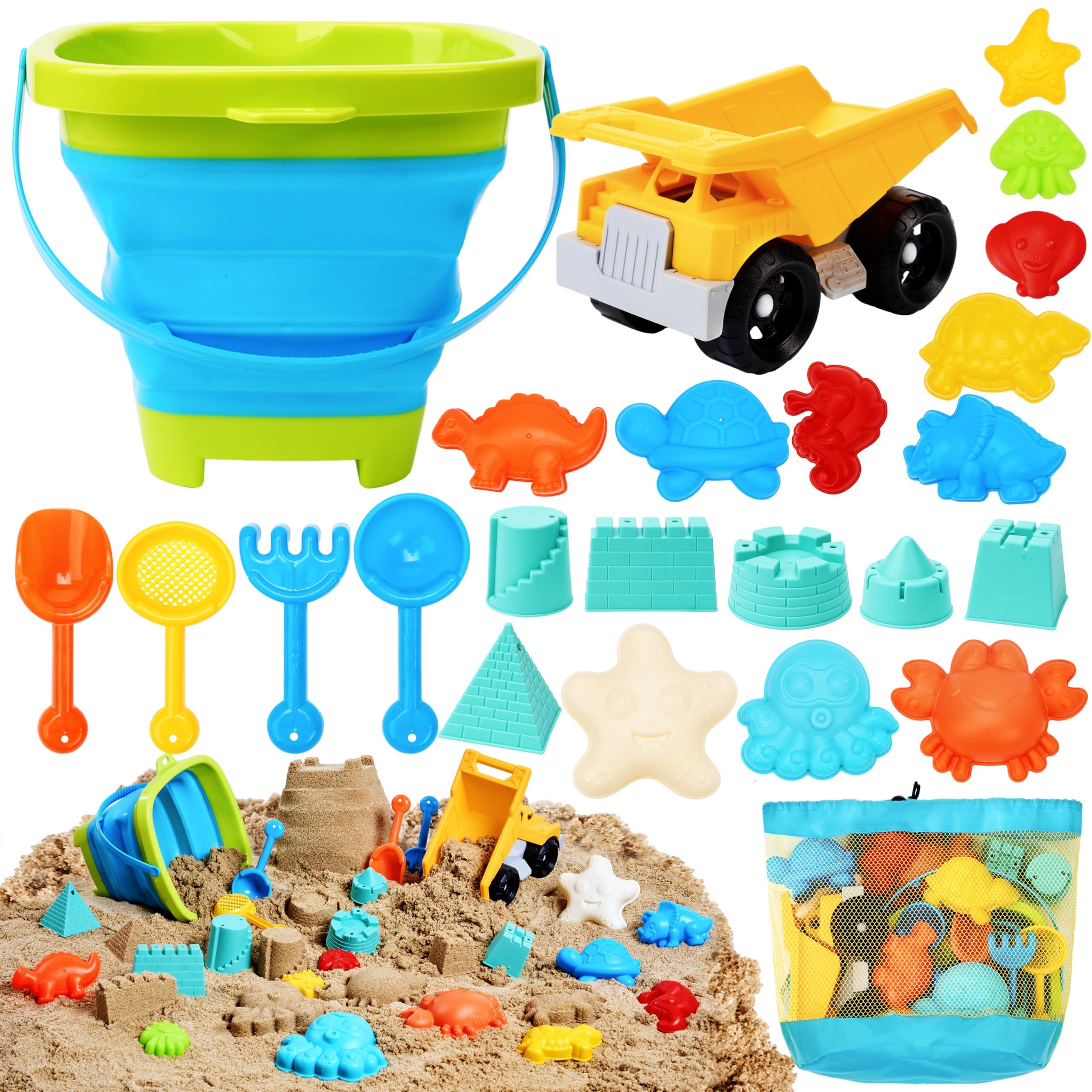 Sloosh beach dump truck for imaginative sand play and constructive learning.