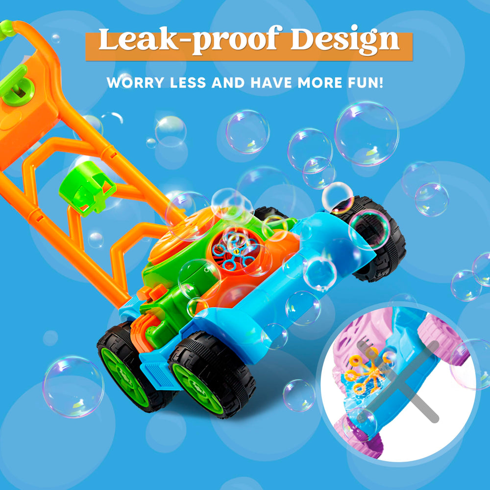 Sloosh Bubble Lawn Mower usable indoors and outdoors for flexible play.