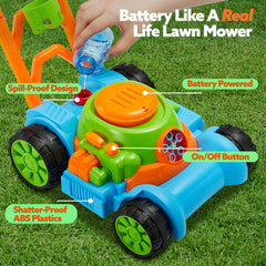 Sloosh Bubble Lawn Mower package contents shown for quick setup.