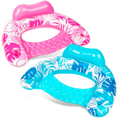 Sloosh inflatable pool chair leaves design blue for poolside lounging