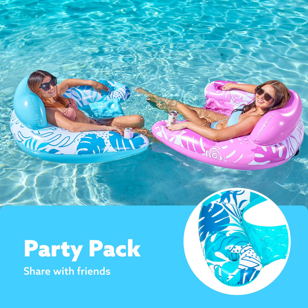 Sloosh pool chair with cup holders blue for beverages by the water