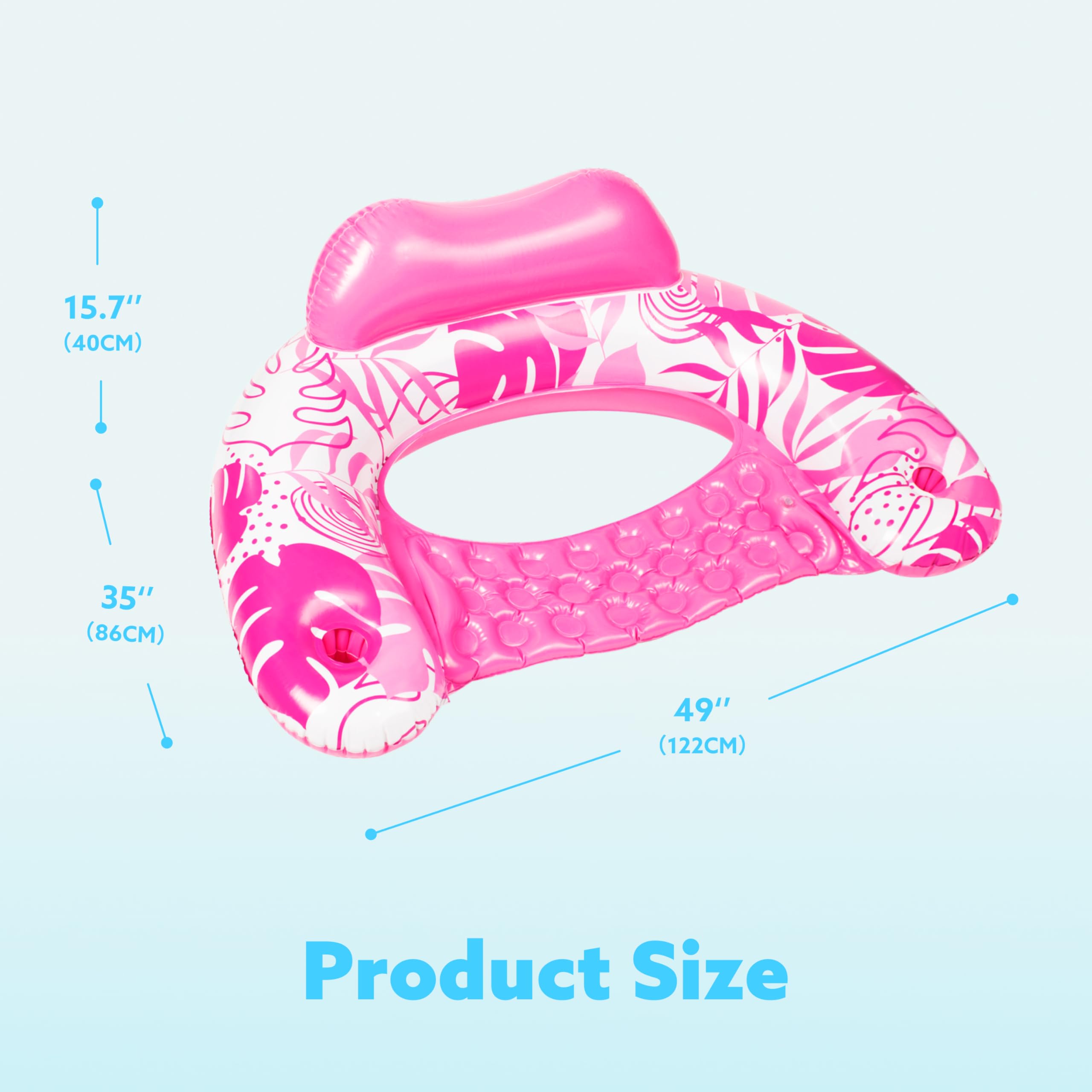 Sloosh headrest-equipped pool chair in blue for neck support