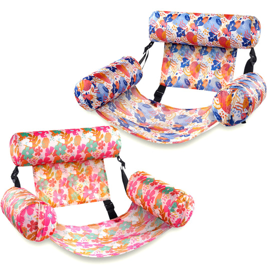 Sloosh pool floats chairs in flower pattern for adults, perfect for relaxing by water.