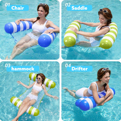 SLOOSH blue float folded compactly for travel to the beach or poolside adventures