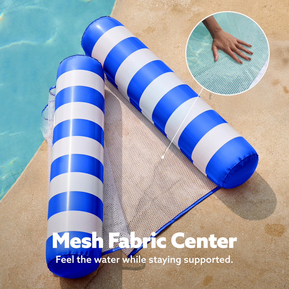 SLOOSH retrogreen strip hammock pool float side view with breathable mesh seat