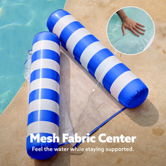 SLOOSH retrogreen strip hammock pool float side view with breathable mesh seat