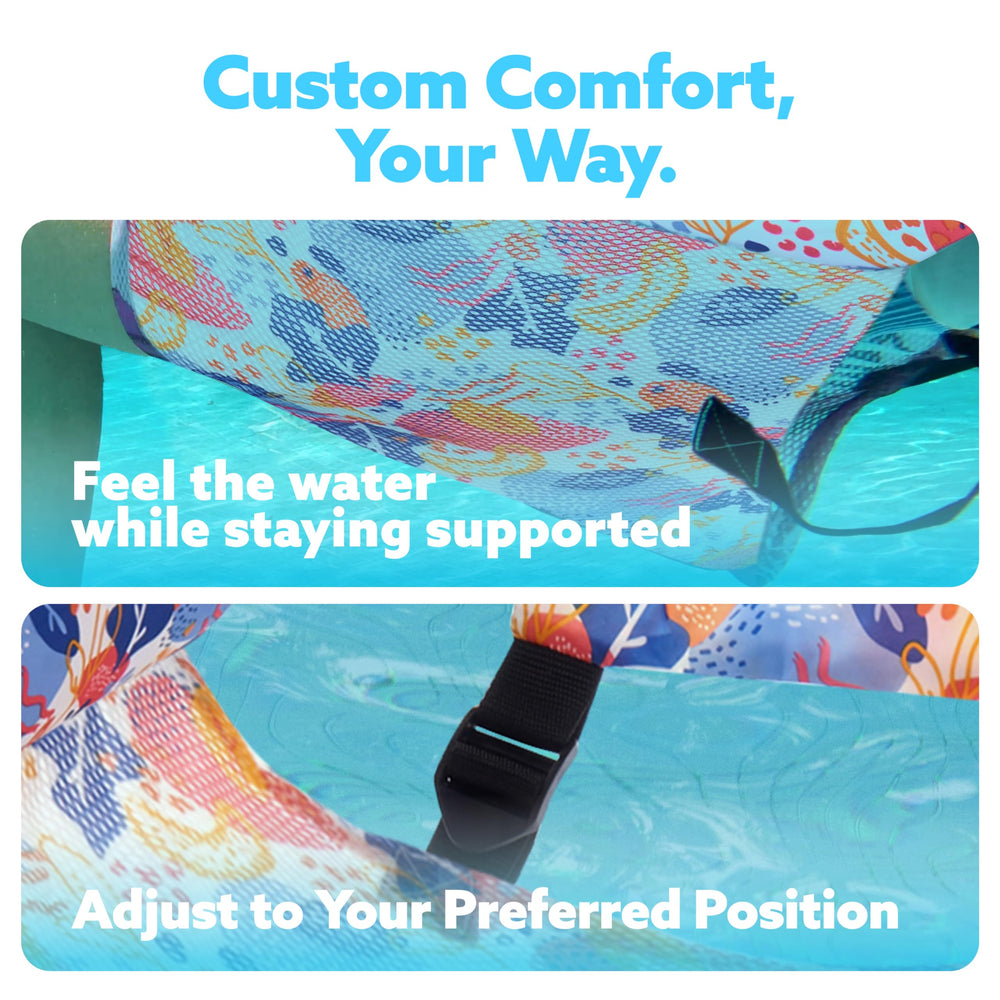 Sloosh water hammock with cool fabric mesh keeps you comfortable on sunny days.