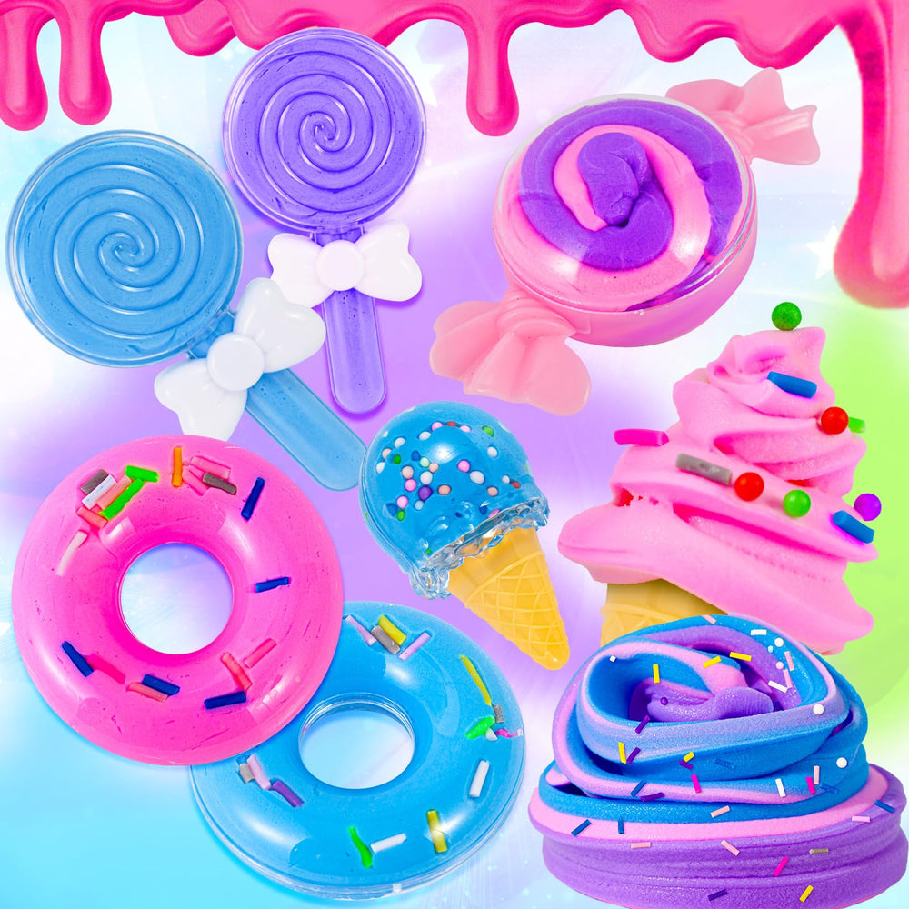 Sloueasy Mini Party Slime Kit color palette sparks creative mixing and vibrant textures