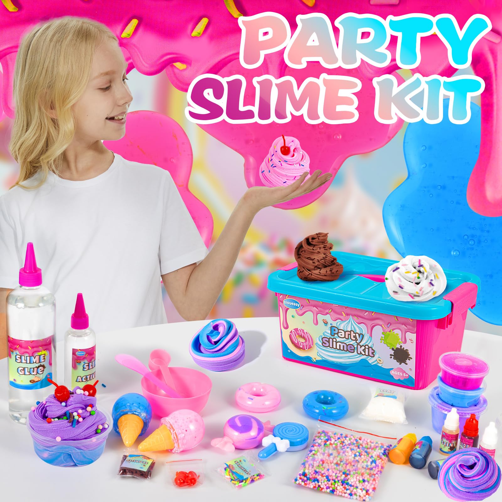Sloueasy Mini Party Slime Kit foam slime for fluffy, cloud like textures and play