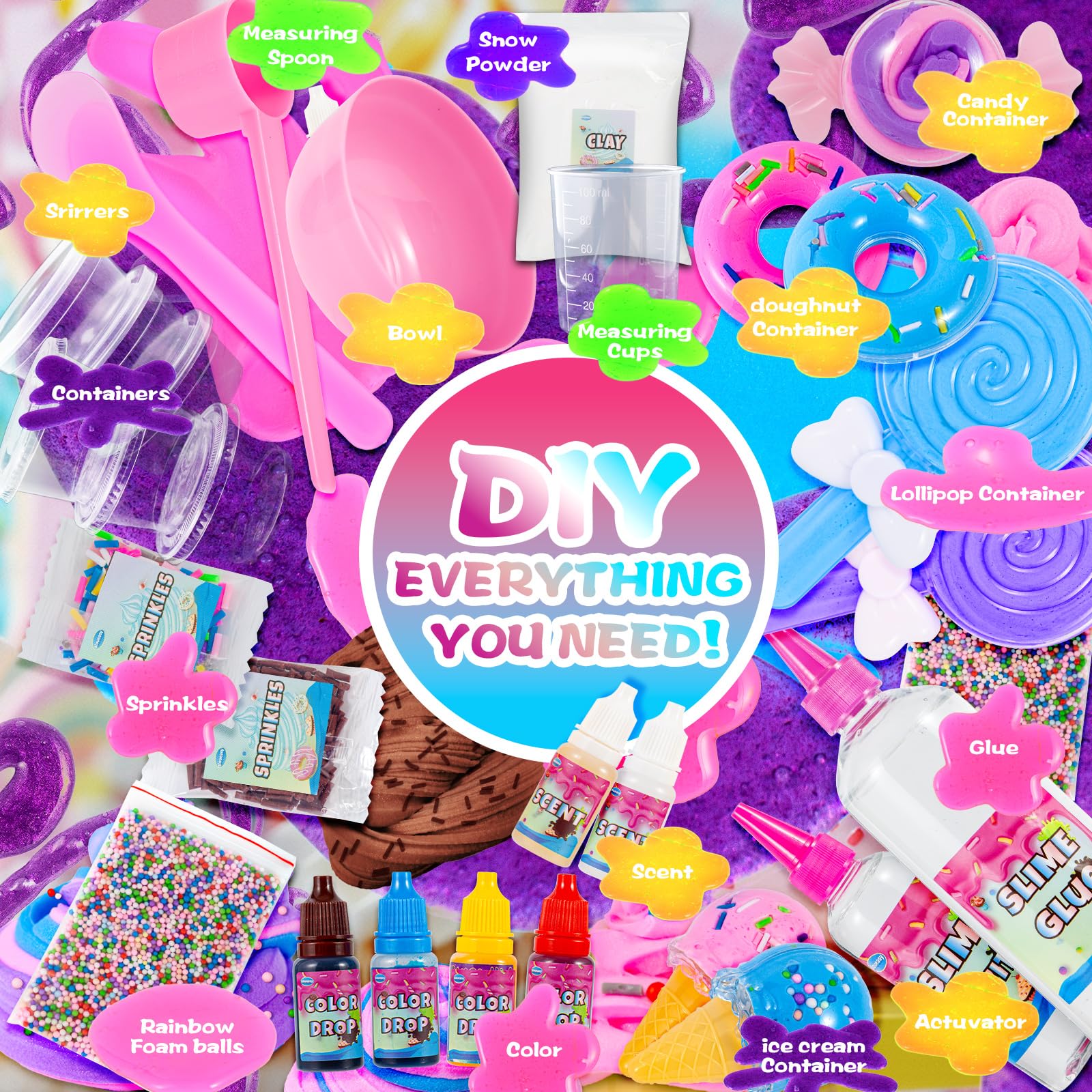 Sloueasy Mini Party Slime Kit mixing action boosts creativity and fine motor skills
