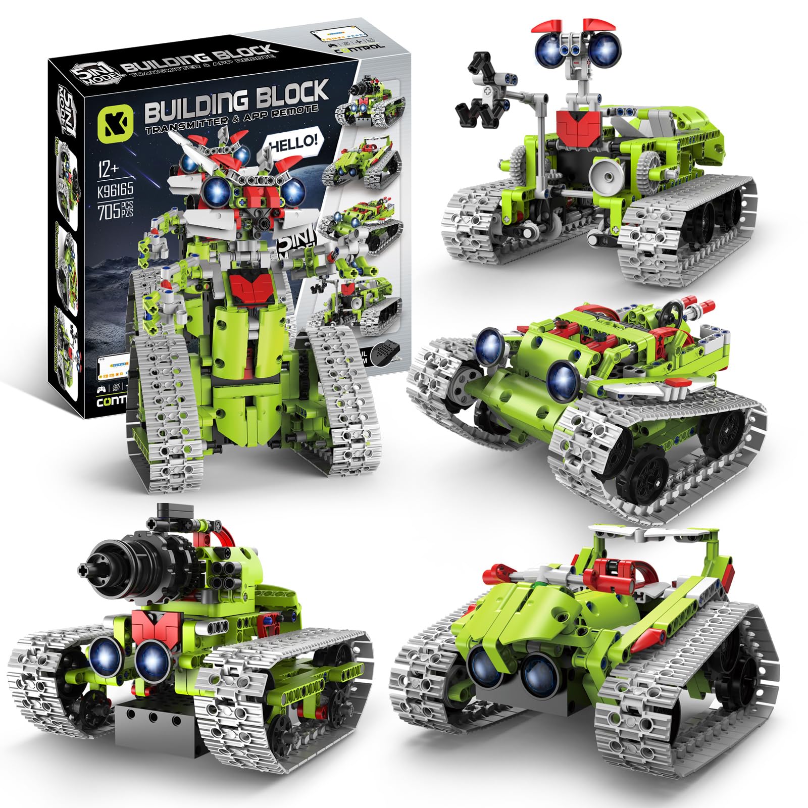 SlowlyTalk 5-in-1 STEM robot kit assembly for creative building and hands-on learning.