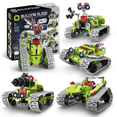 SlowlyTalk 5-in-1 STEM robot kit assembly for creative building and hands-on learning.