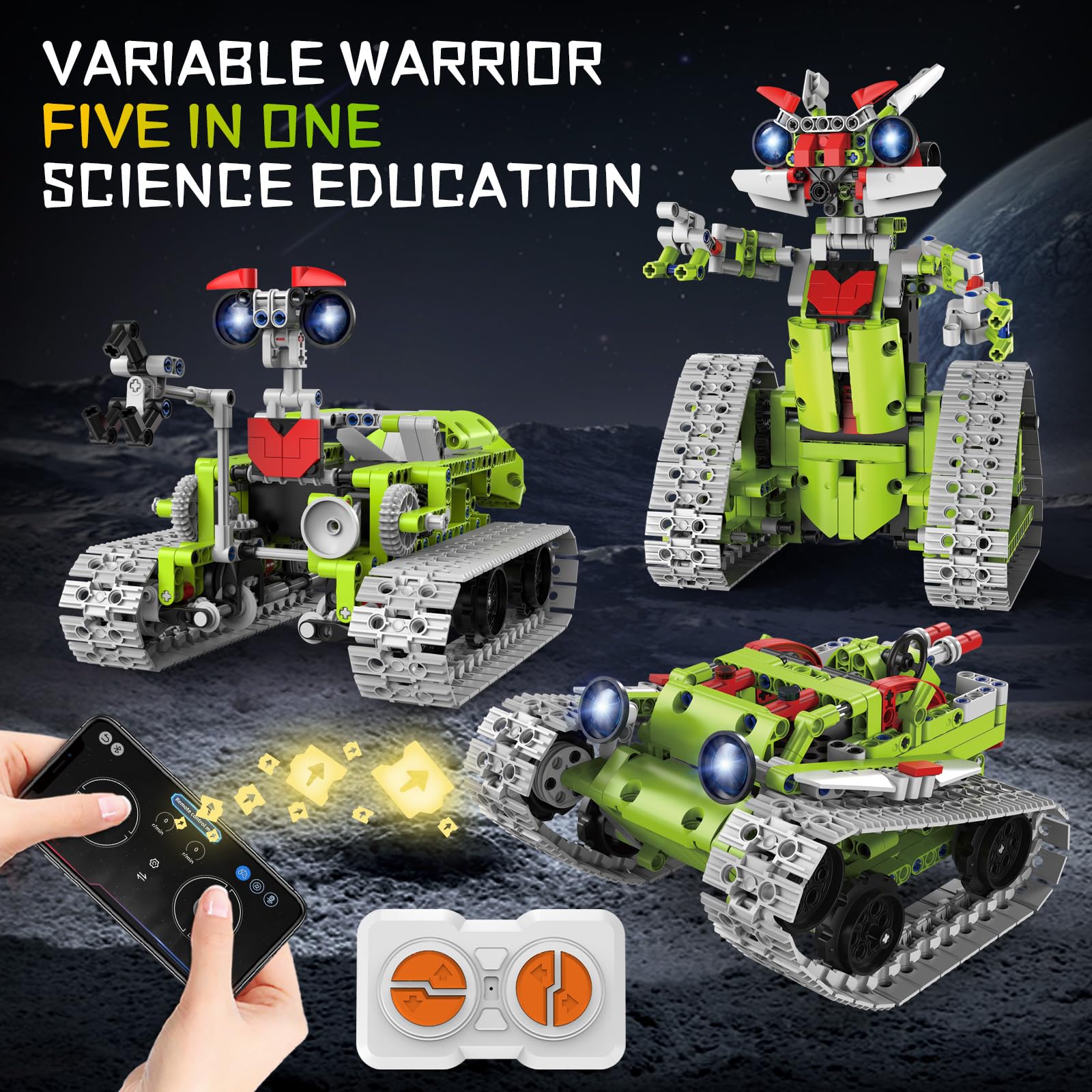 SlowlyTalk interstellar robot with luminous lights for nighttime play.