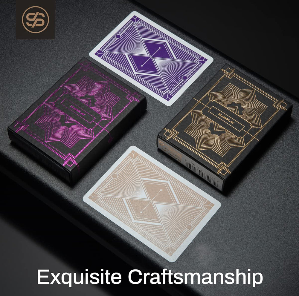 SLOWPLAY casino-grade card set with matte finish for smooth handling.