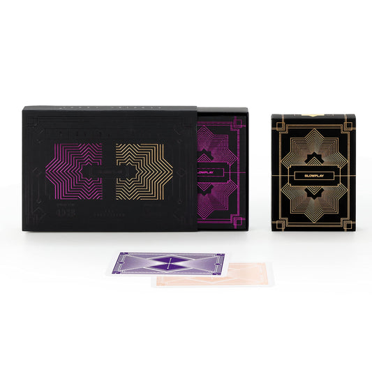 SLOWPLAY two-deck plastic cards in purple and gold for elevated poker nights.