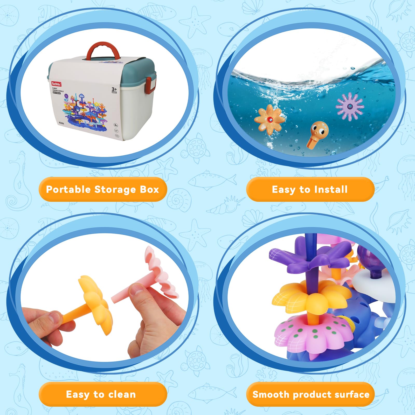SLTBEH Coral Garden blue bases provide stable, engaging builds for kids