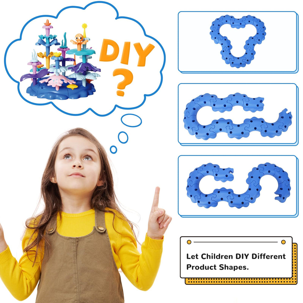 SLTBEH Coral Garden child assembling blocks to boost hand-eye coordination