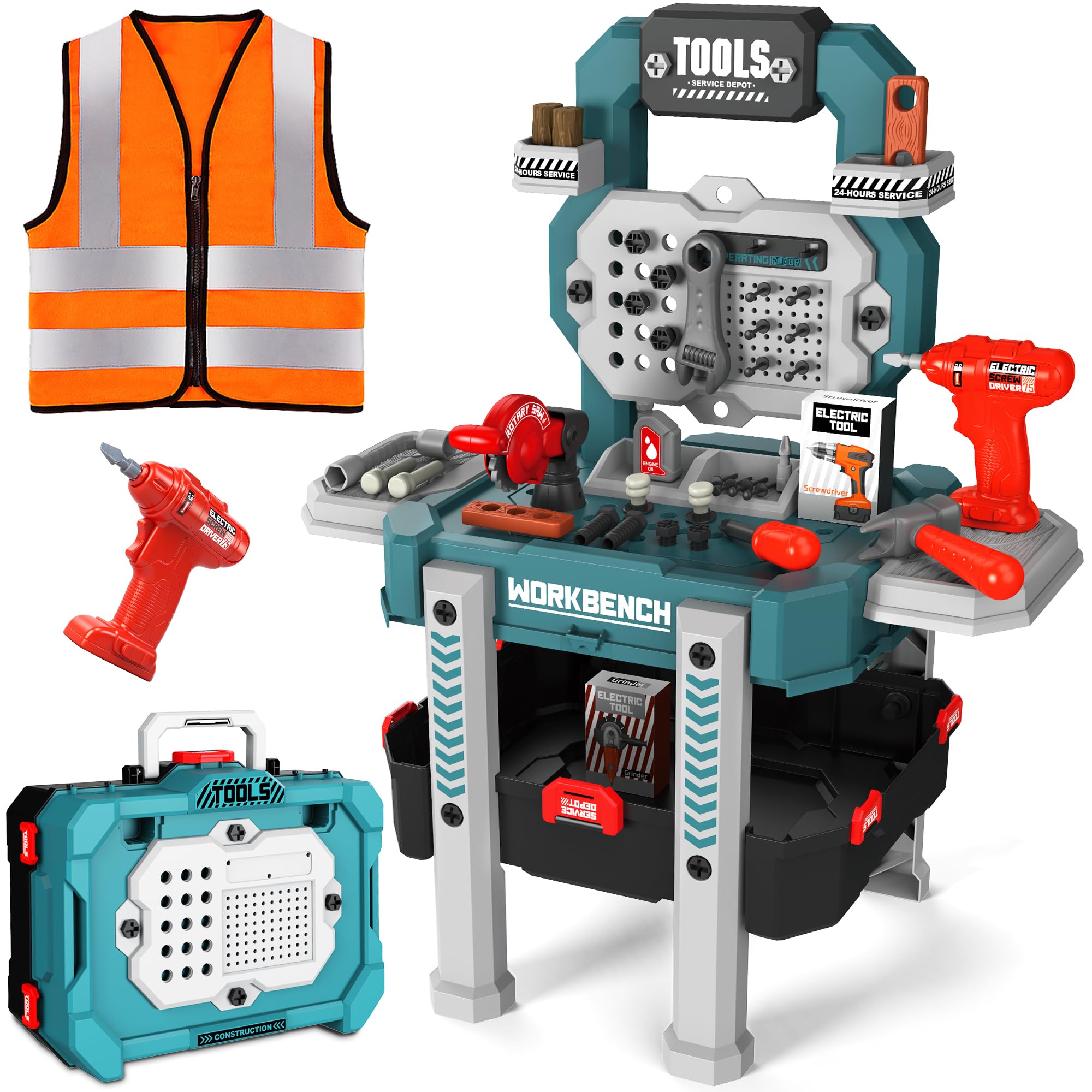 SLTBEH Toddler tool bench set with green design for imaginative construction play