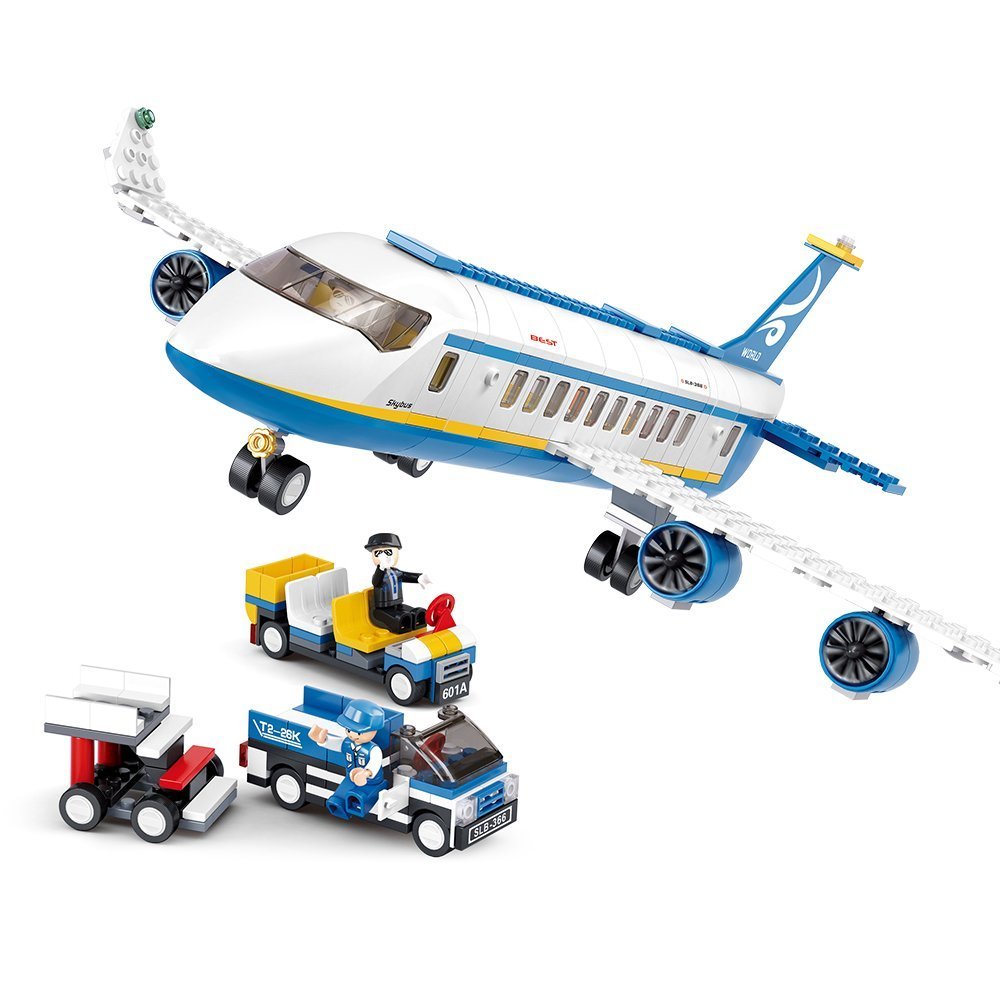 Sluban Airbus plane bricks – side view highlighting detailed assembly for kids.