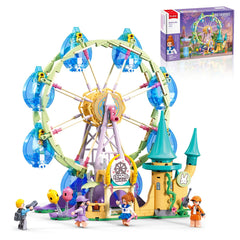 Sluban Amusement Park Ferris Wheel Castle shows imaginative play with a rotating cabin.