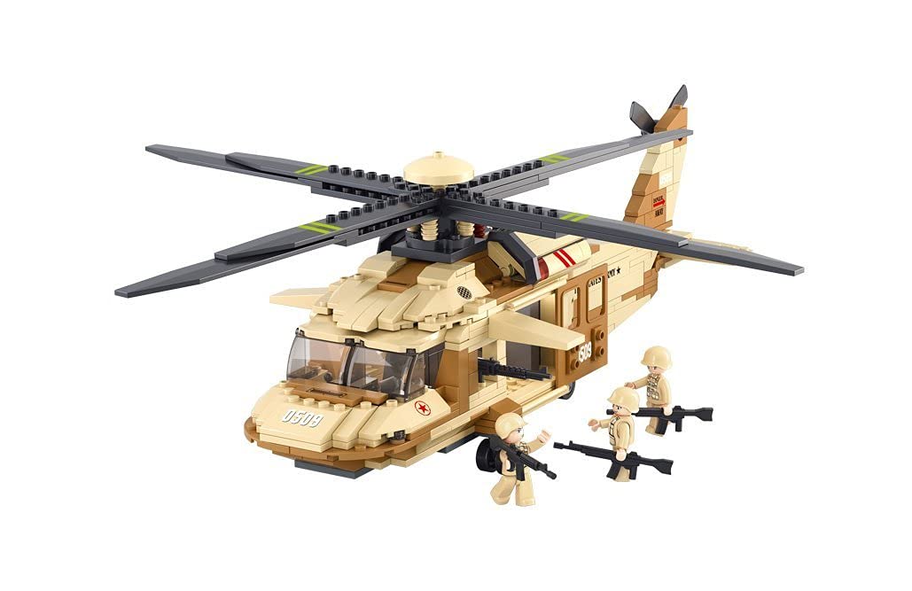 Sluban Black Hawk helicopter front view for creative play and display