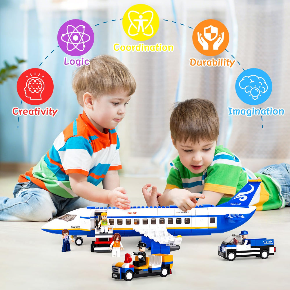 Sluban boarding stairs and luggage vehicle for realistic airport setup