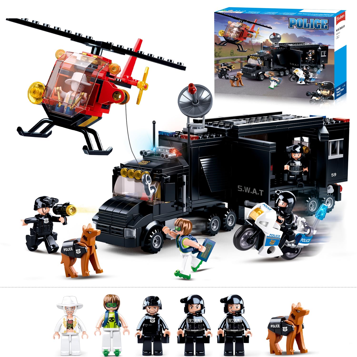 Sluban City Police Chase set truck front view for engaging law enforcement play