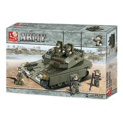 Sluban Merkava tank side view highlighting authentic design for display and play