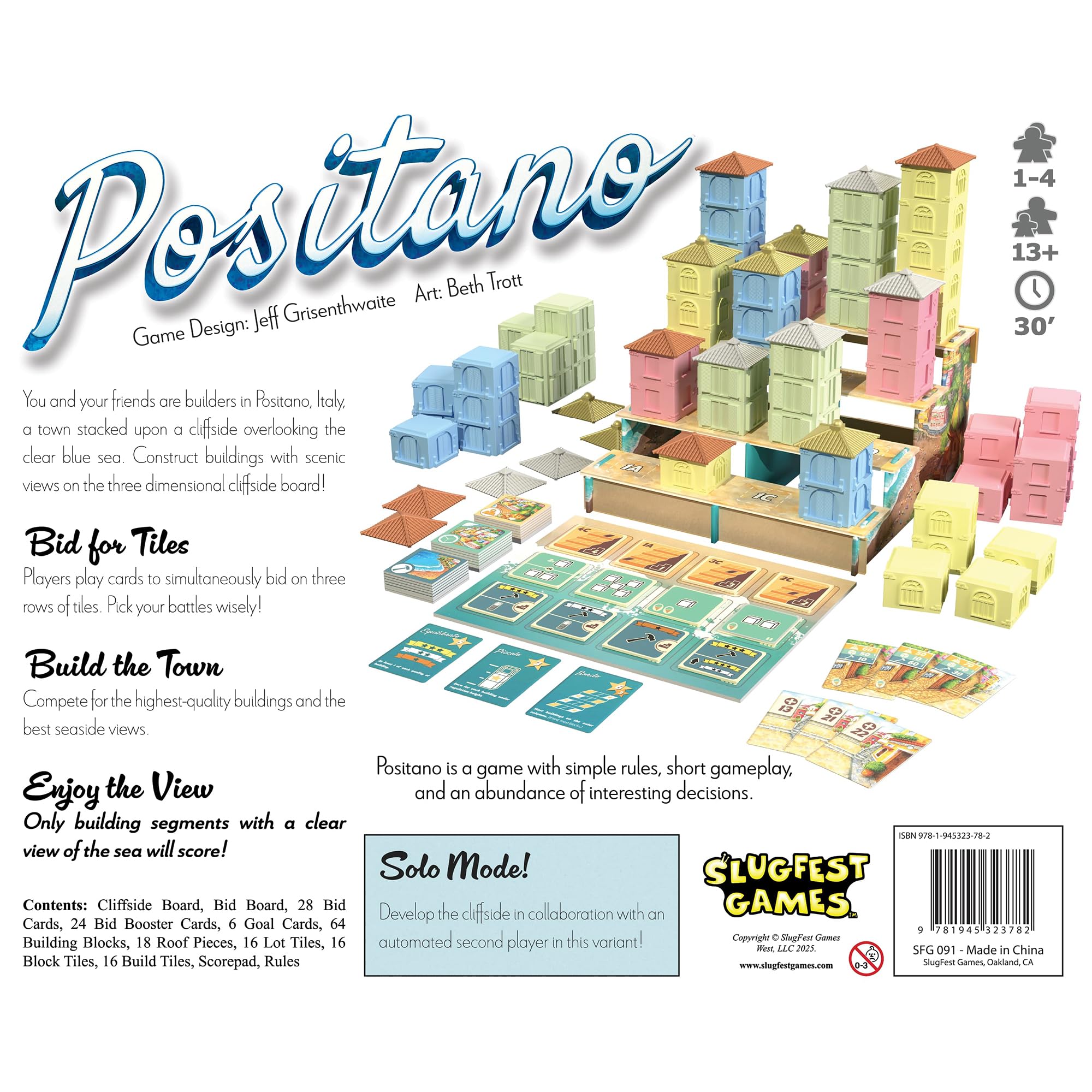 SlugFest Games Positano bid cards enable quick, competitive bidding decisions