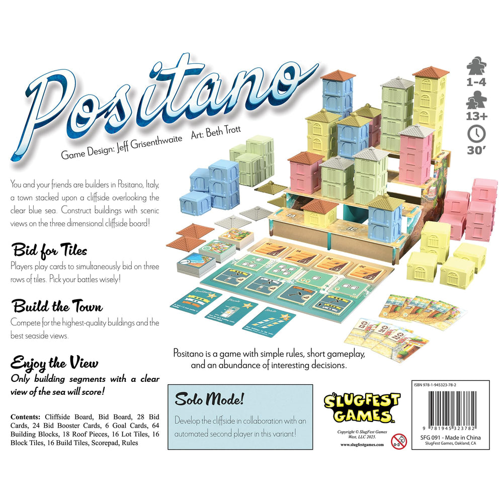 SlugFest Games Positano bid cards enable quick, competitive bidding decisions