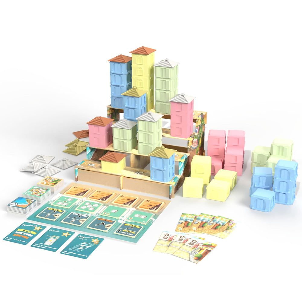 SlugFest Games Positano building tiles shape skyline with seaside appeal