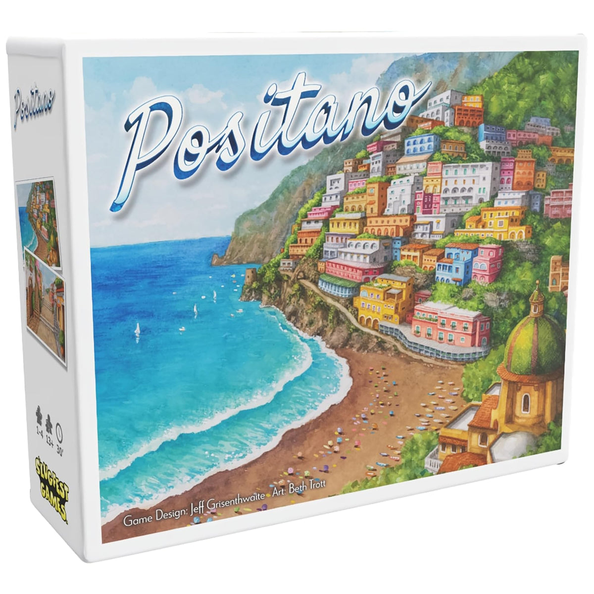 SlugFest Games Positano cliffside board showcases three-dimensional terrain and sea view for strategic play