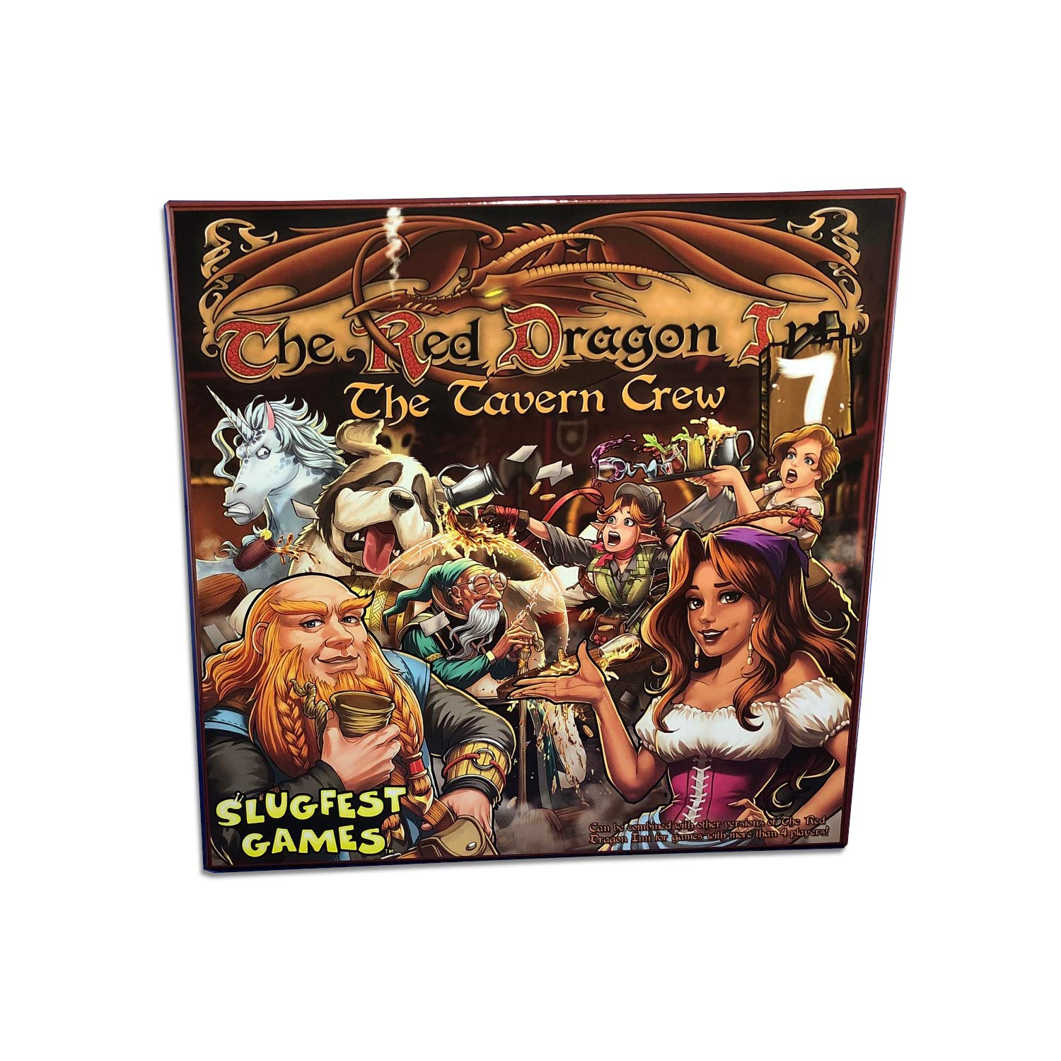 Slugfest Games Red Dragon Inn 7 dice and gold components ideal for quick turn-based fun.