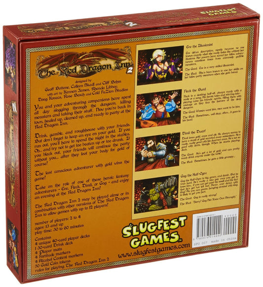 Slugfest Games The Red Dragon Inn 2 components showcase cards and dice for lively play.
