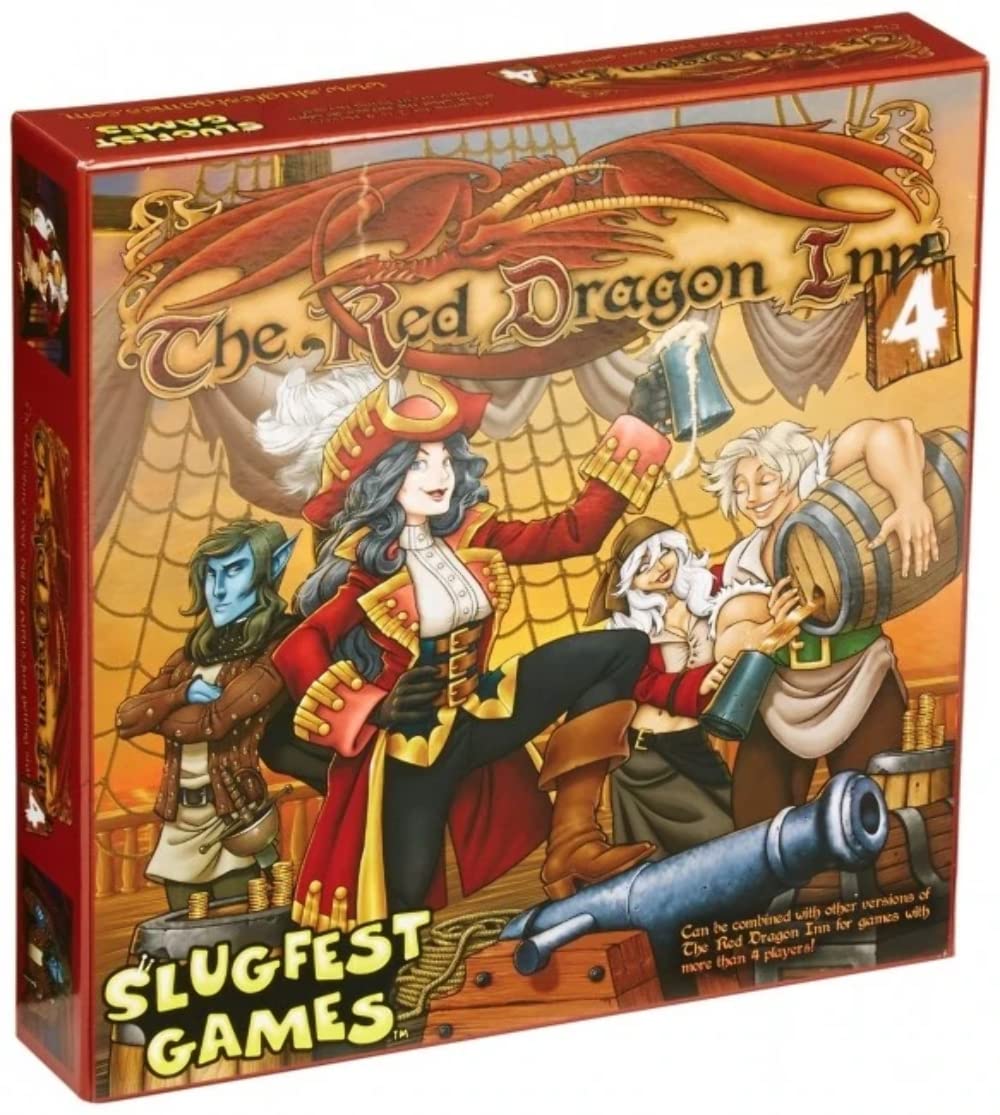 Slugfest Red Dragon Inn 4 front cover showing the adventurous crew for a social game night