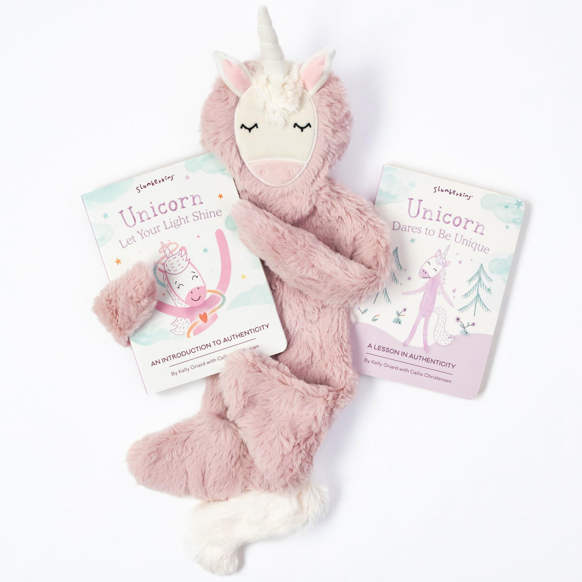 Slumberkins Unicorn Snuggler with soft fur offers cozy bedtime comfort.