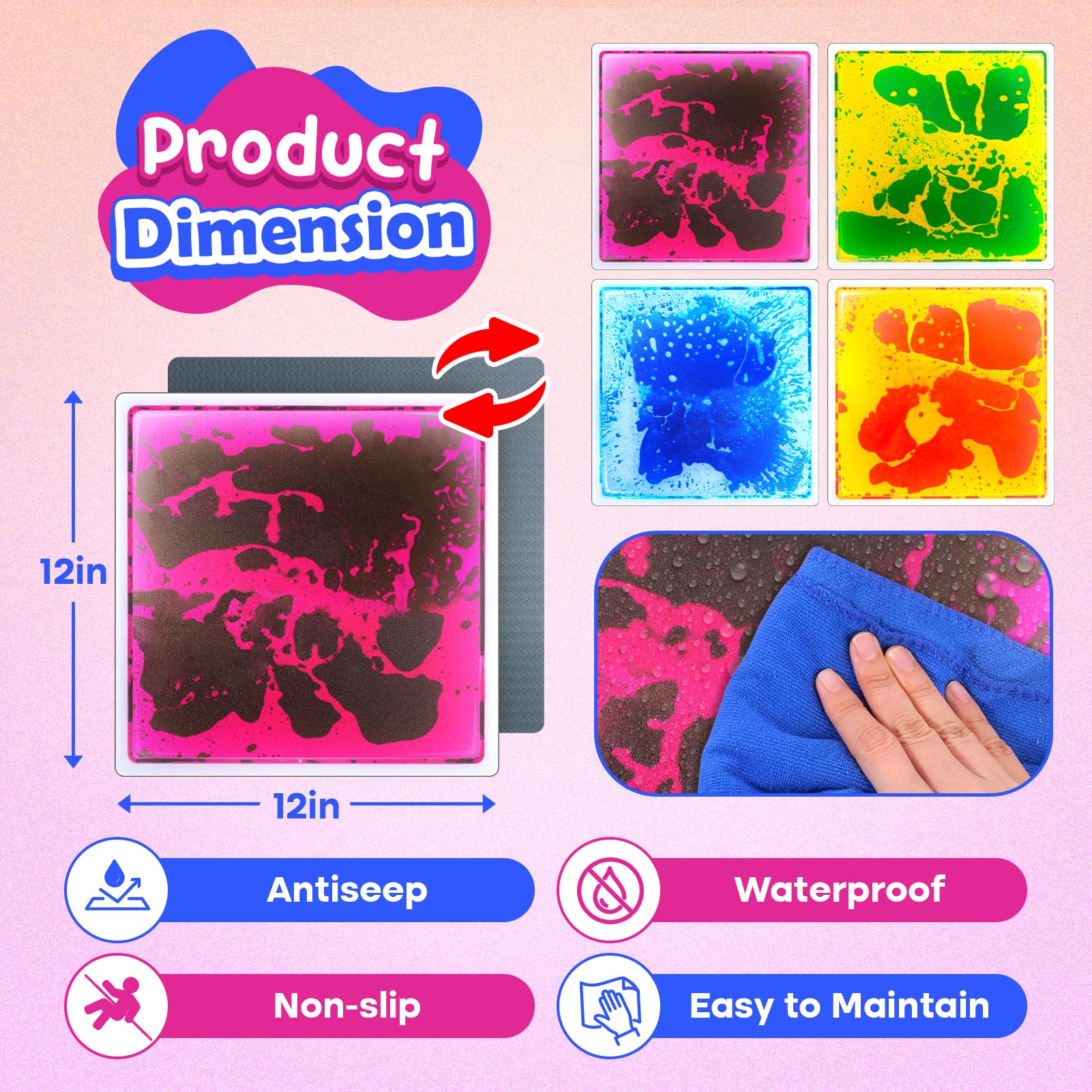 Small Fish anti-slip backing keeps kids safe during active sensory play.