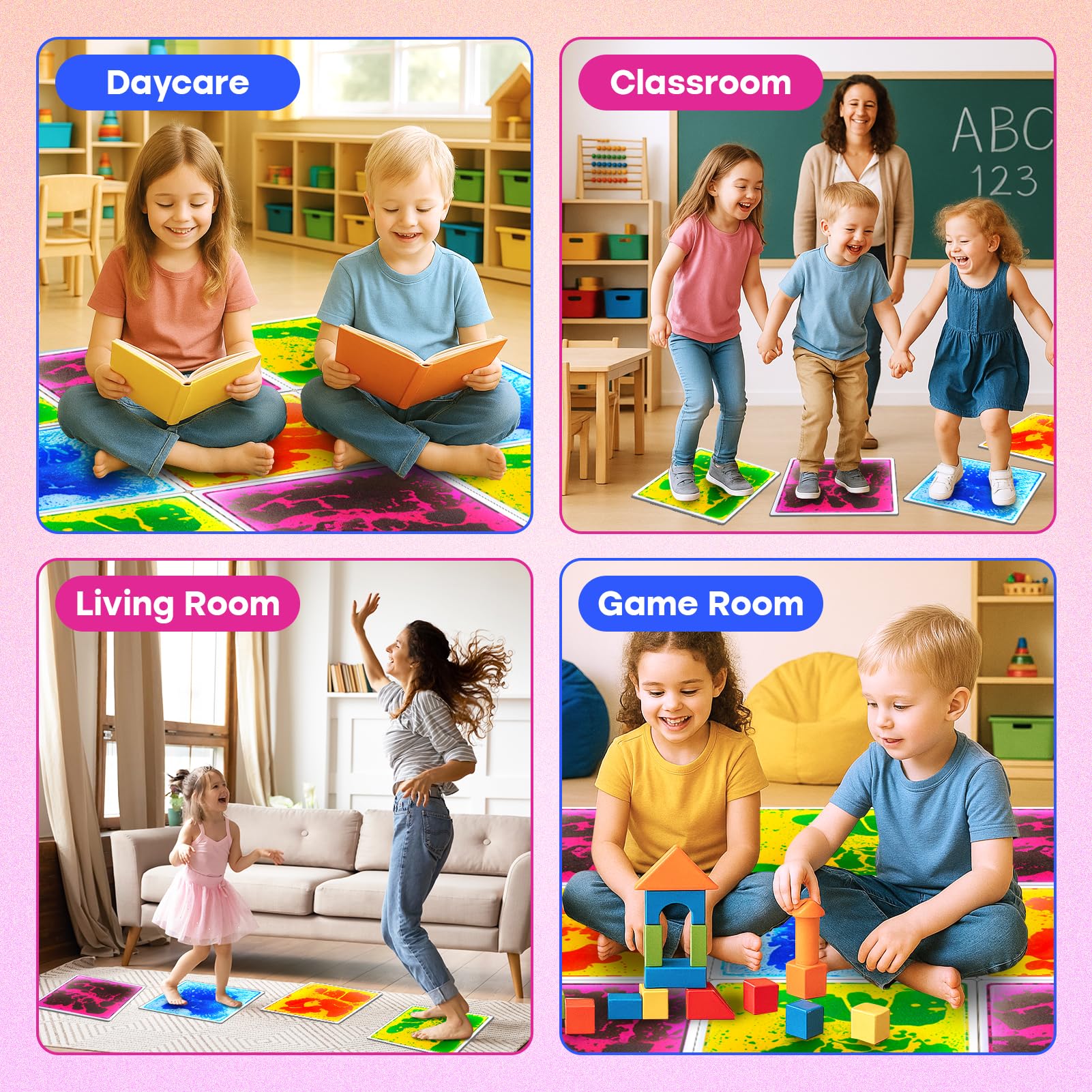 Small Fish home and classroom sensory mats for versatile use.