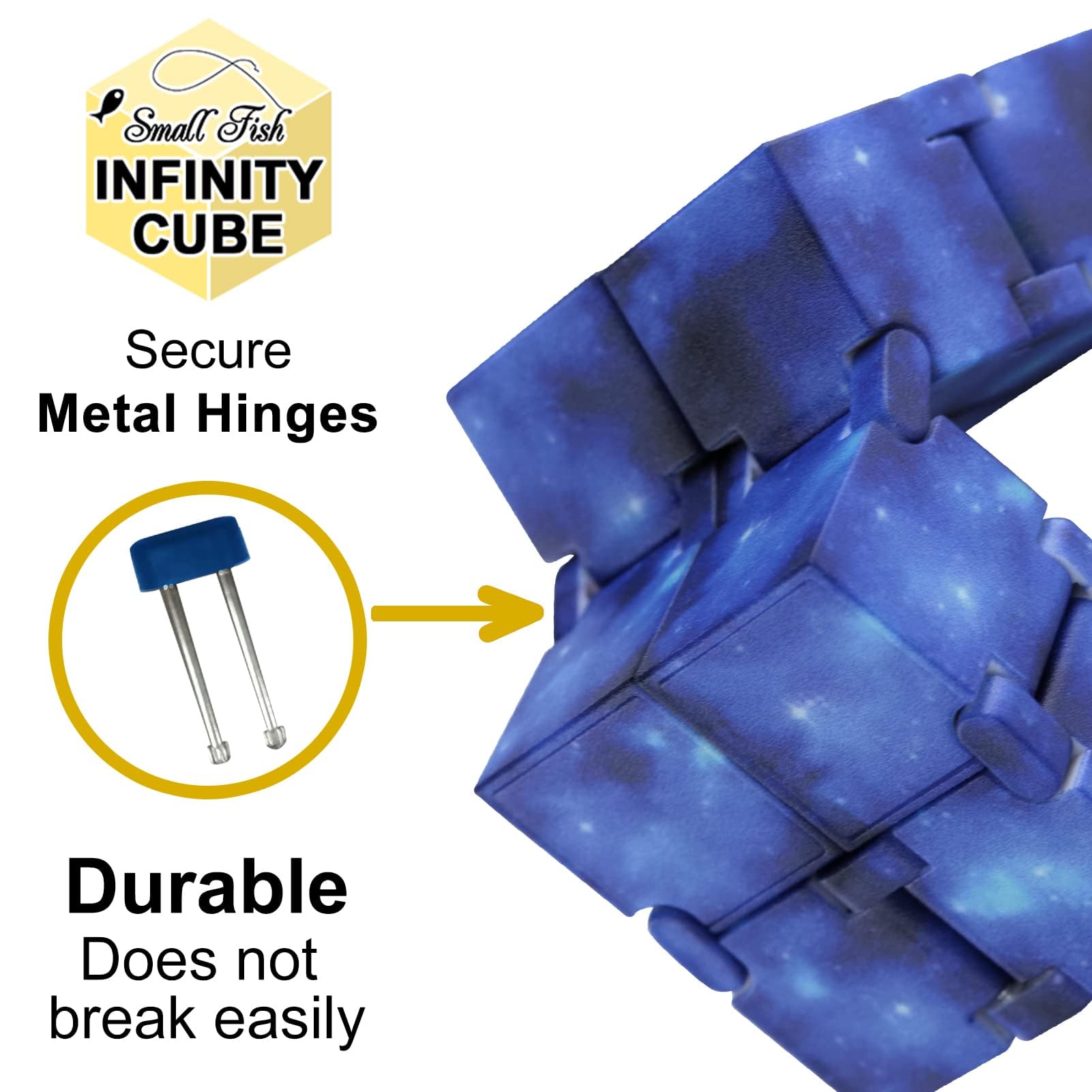 Small Fish Infinity Cube Toy eight-block design shown from side for tactile play