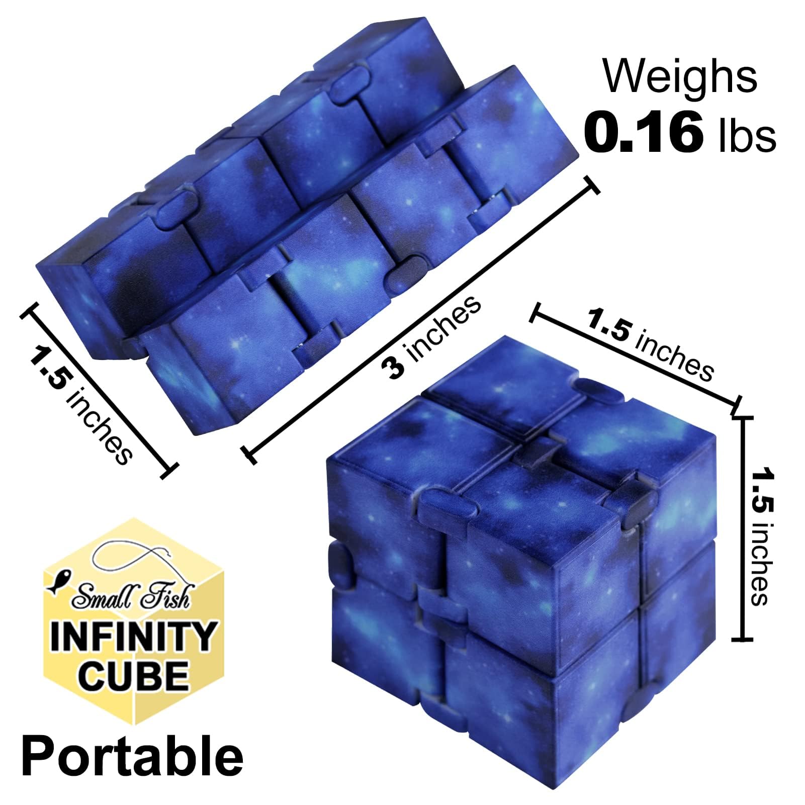 Small Fish Infinity Cube Toy in-hand demonstrates one-handed fidgeting for calmer moments