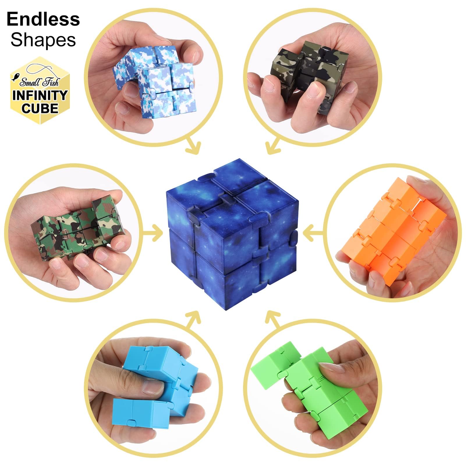 Small Fish Infinity Cube Toy portable-pack image highlights compact hand-held gadget