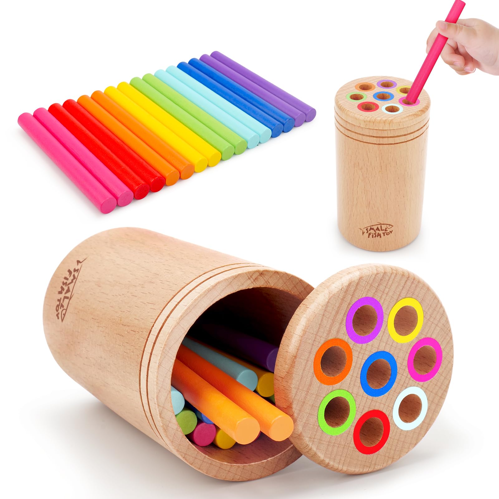 Small Fish Montessori Color Sorting Toy for Toddlers 1–3 | Wooden Lear ...