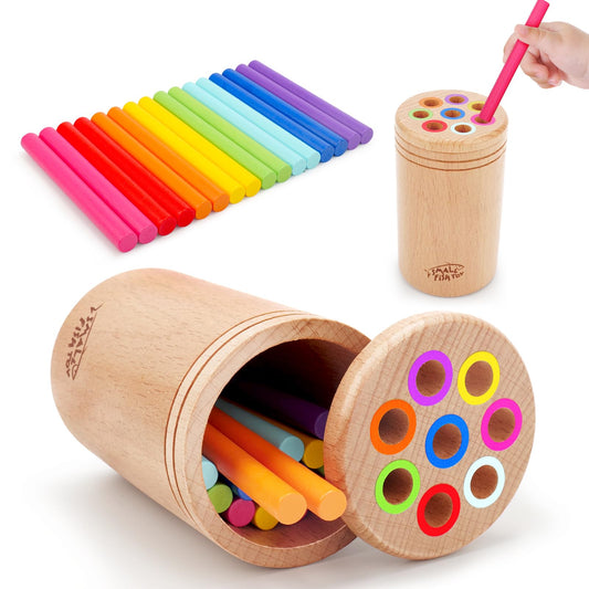 Small Fish Montessori color sorting sticks develop fine motor skills and color recognition.