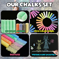 Small Fish chalks with non-toxic dustless formula for cleaner play surfaces.