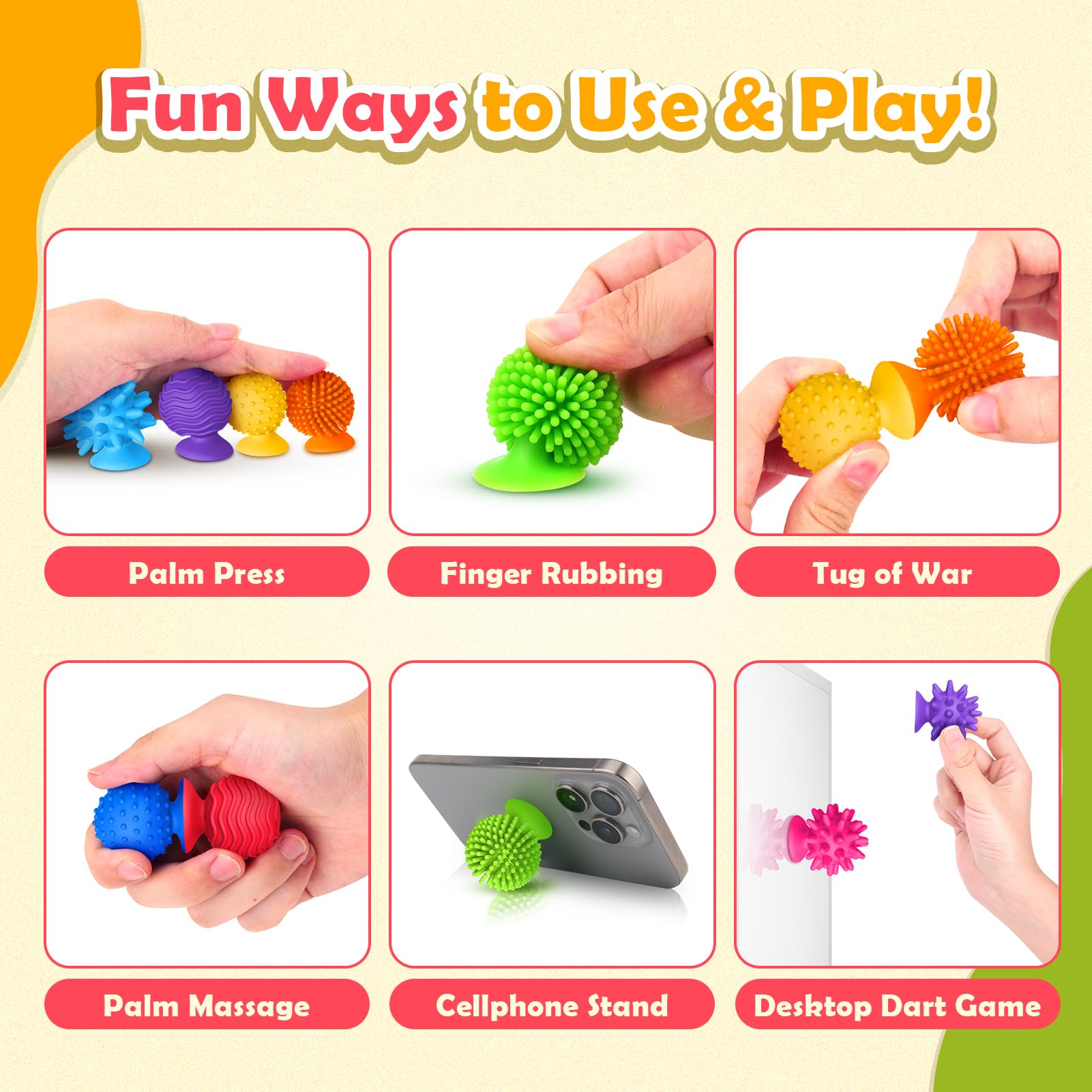 Small Fish sensory fidget toys textured suction cups close-up for tactile play