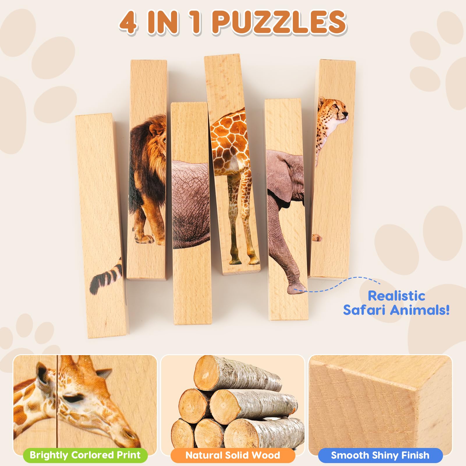 Small Fish wooden puzzle safari elephant pattern supports memory and problem solving during play
