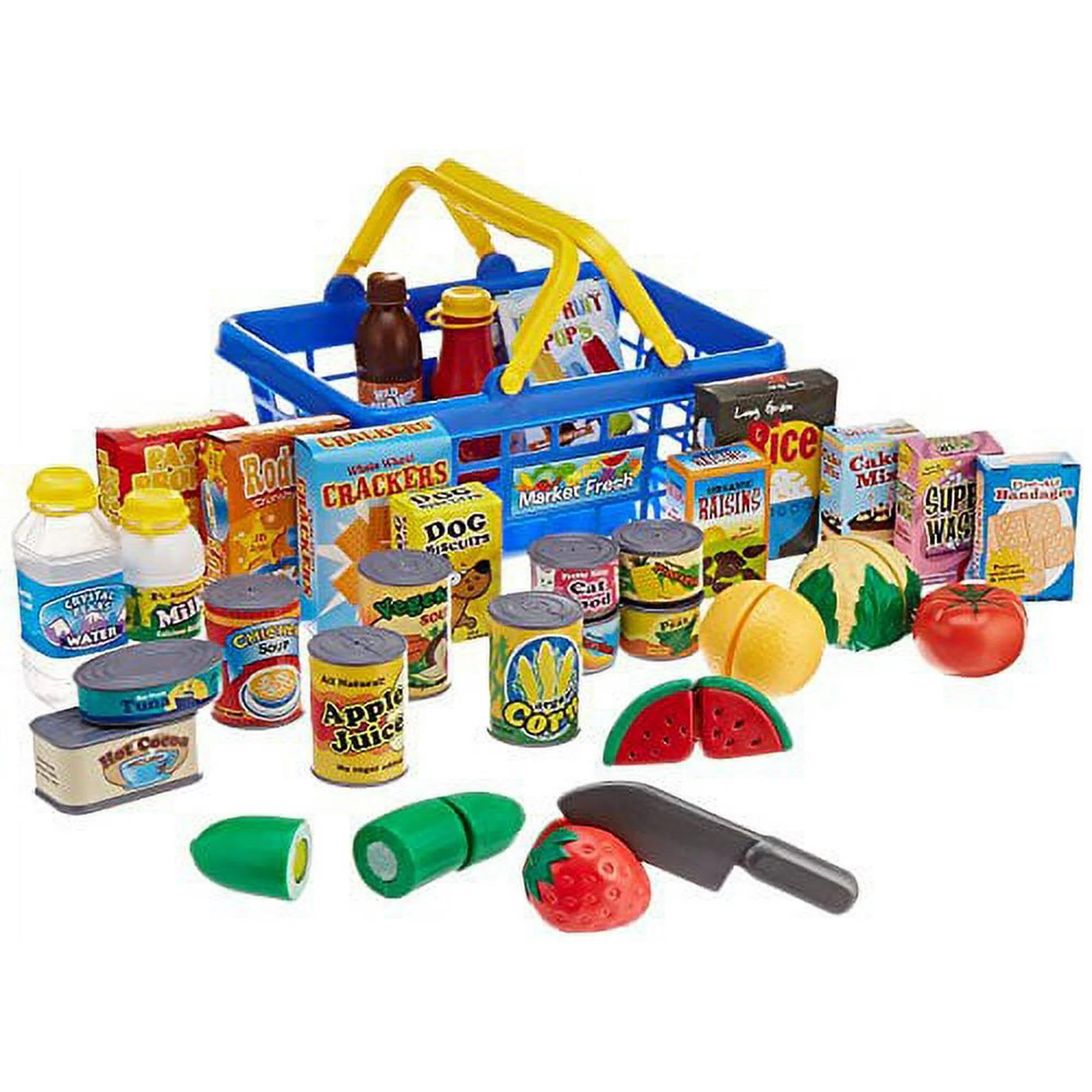 Small World Toys colorful grocery set sparks storytelling and social play.