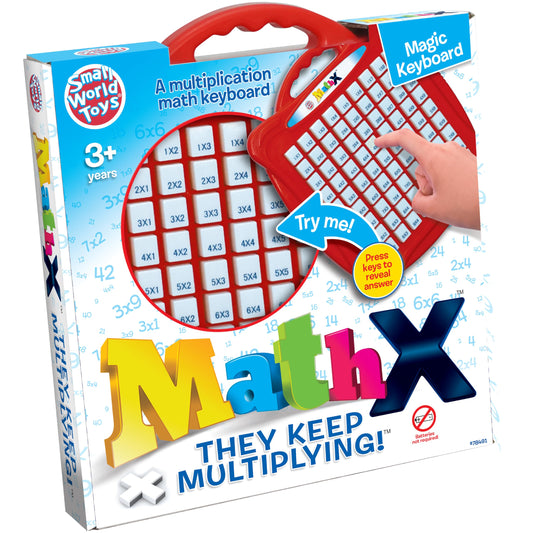 Small World Toys Multiplication Machine front view enables hands-on 81-key math practice.